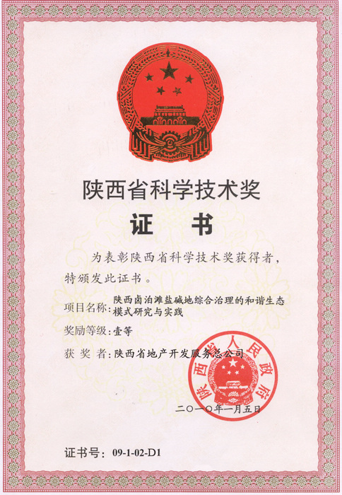 1. 2010年鹵泊灘陜西省科學技術(shù)一等獎證書.jpg